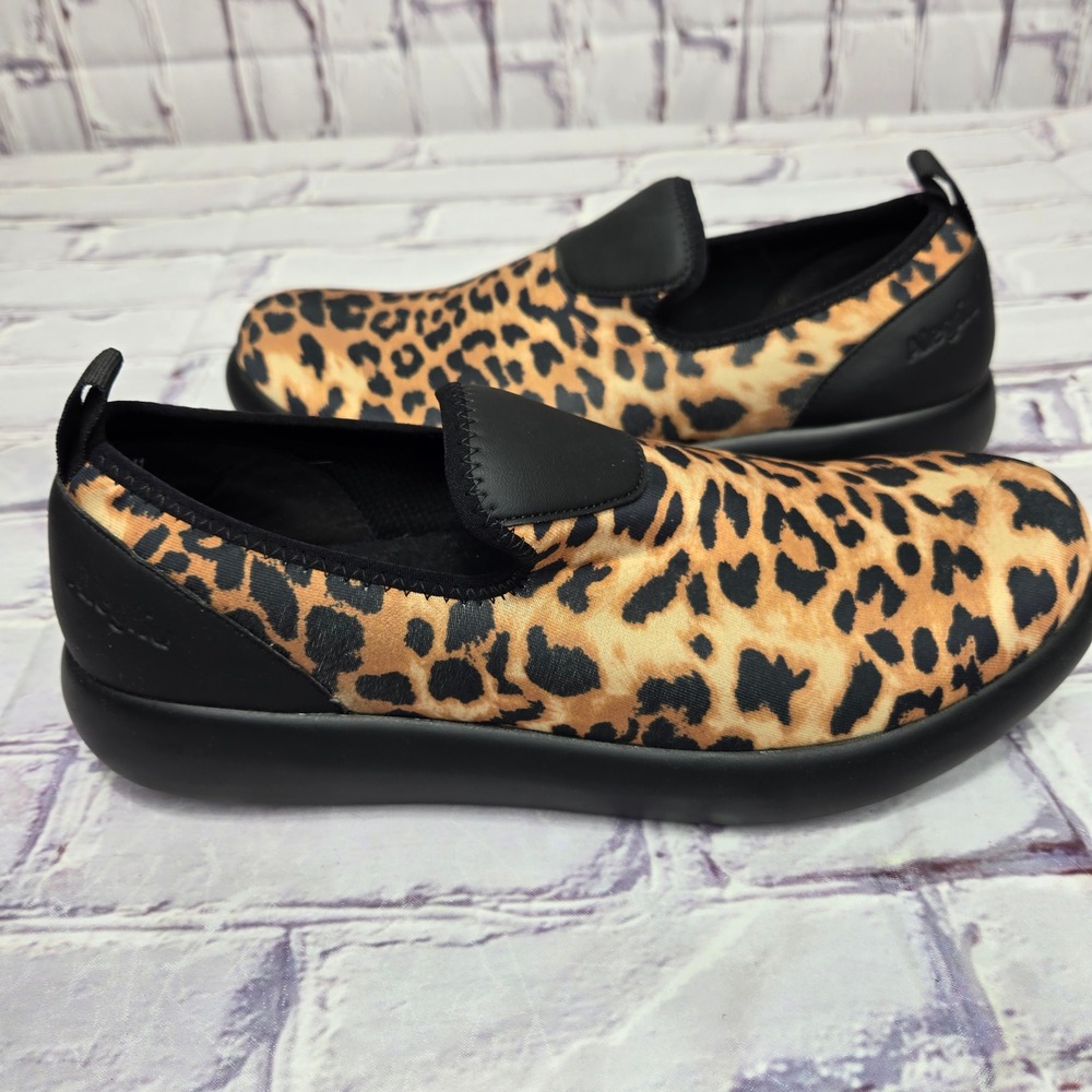 Alegria Eden Leopard Print Slip On Sneakers Womens 41 EDE-402 Black Brown Animal